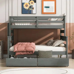 Bellemave® Twin over Full Wood Bunk Bed with 2 Drawers Bellemave®