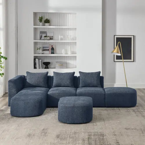 Bellemave 113" L-Shape Sectional Sofa with Left Side Chaise and Ottoman, Modular Sofa, DIY Combination Bellemave