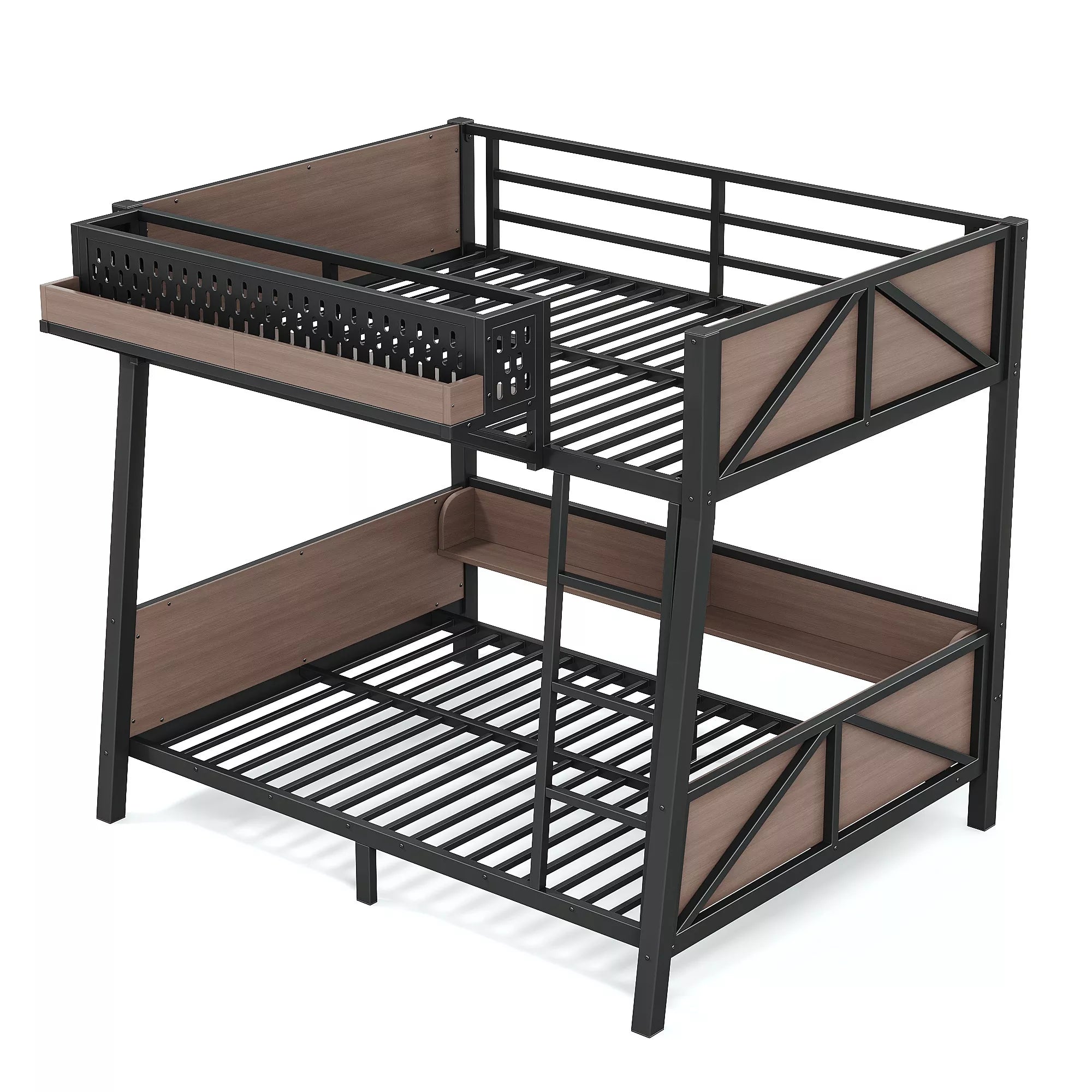 Bellemave® Heavy Duty Metal Bunk Bed Frame with Storage Shelves, LED Lights & USB Ports, Black Bellemave®