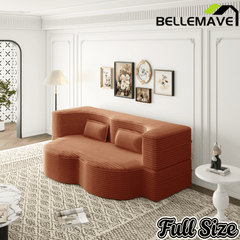 Bellemave® Folding Foam Sofa Bed,15" Full Size Floor Couch,Convertible Sleeper Futon Loveseat Couch for Living Room, Guest Use, Office, Apartmen Bellemave®