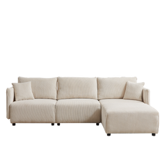 Bellemave® Modern Minimalist Corduroy Combination Sofa with 2 Comfort Cushions with USB & C Charging Ports