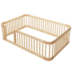Bellemave® Twin Size Wood Montessori Floor Bed with Fence Bellemave®