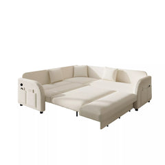 Pull out bed extended from sectional sofa