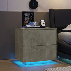 Bellemave Modern Nightstand with 2 Drawers and LED Strip Lights Bellemave