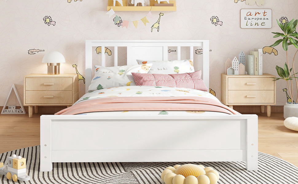 Bellemave® Twin Size Low Profile Platform Bed with Chic Headboard, Wood Bed Frame with Support Slats for Kids Bellemave®
