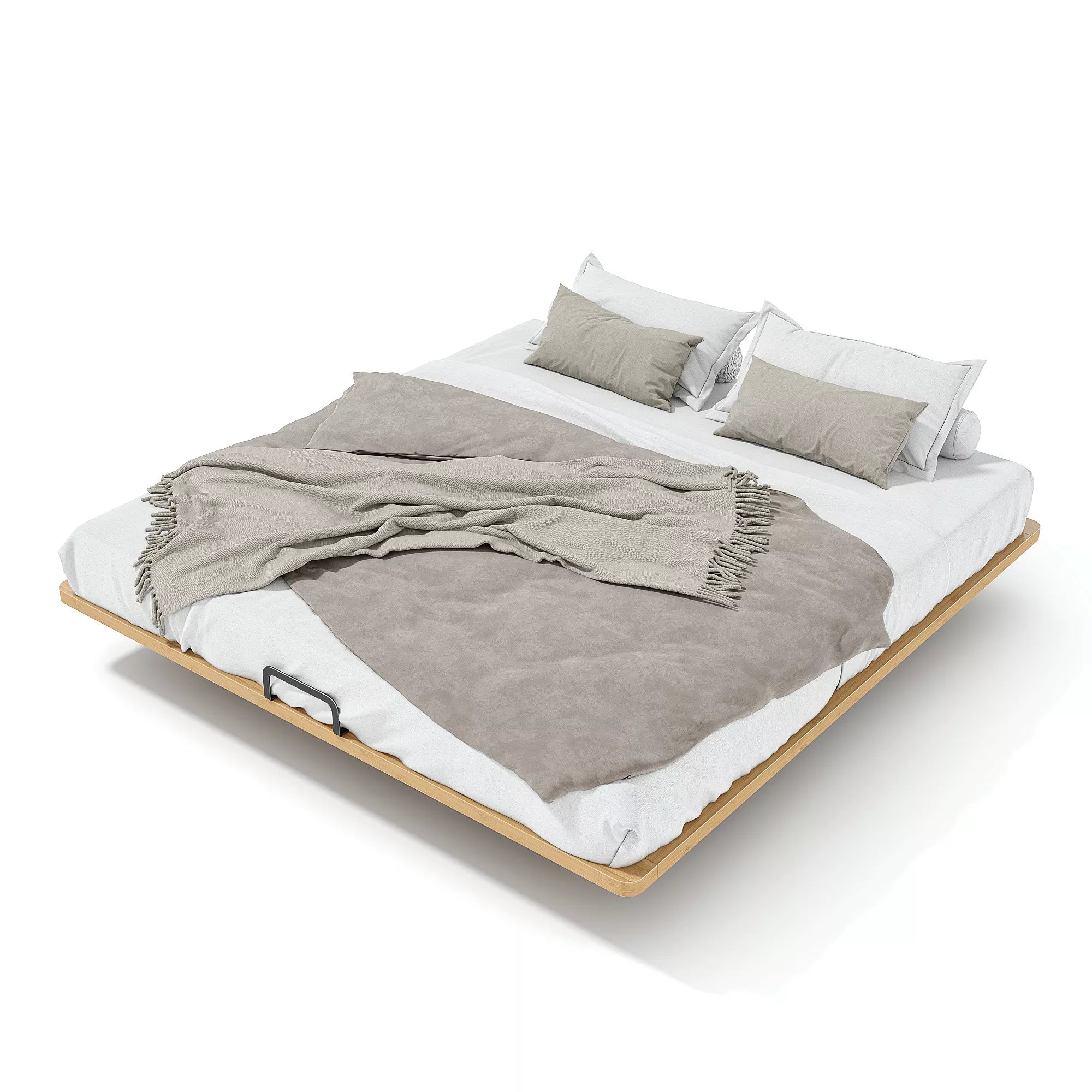 Bellemave® King Size Platform Bed for Bedroom, Solid Bamboo-made Floating Bed Frame with Support Slats, Guest Rooms, Dorms, Natural Bellemave®