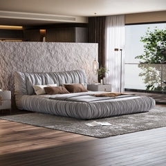 Bellemave® King Size Luxury Upholstered Platform Bed with Removable Cushion and Solid Wood Frame