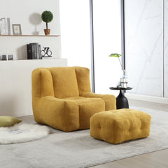 Bellemave® Fluffy Bean Bag Chair with Memory Foam and ottoman