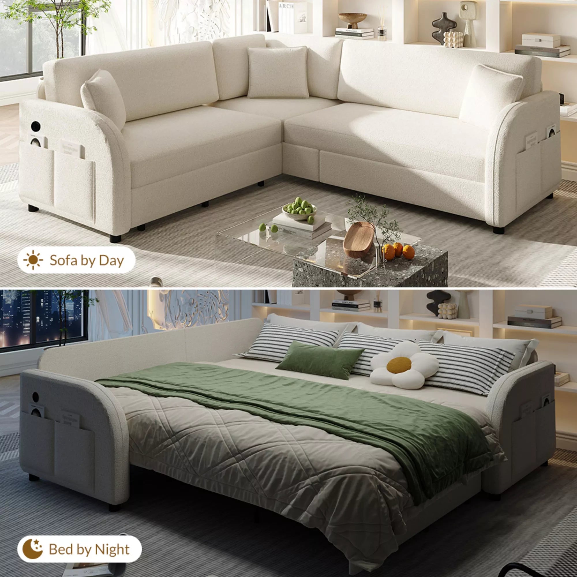 Convertible sofa bed used for sleeping