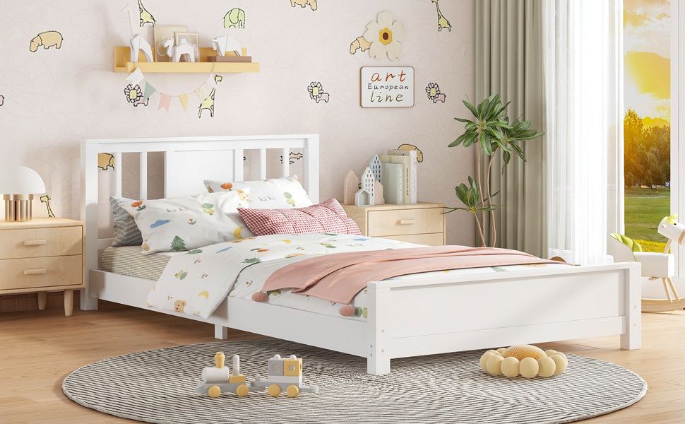 Bellemave® Twin Size Low Profile Platform Bed with Chic Headboard, Wood Bed Frame with Support Slats for Kids Bellemave®