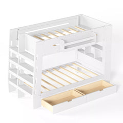 bunk bed frame with under bed storage drawers and ladder