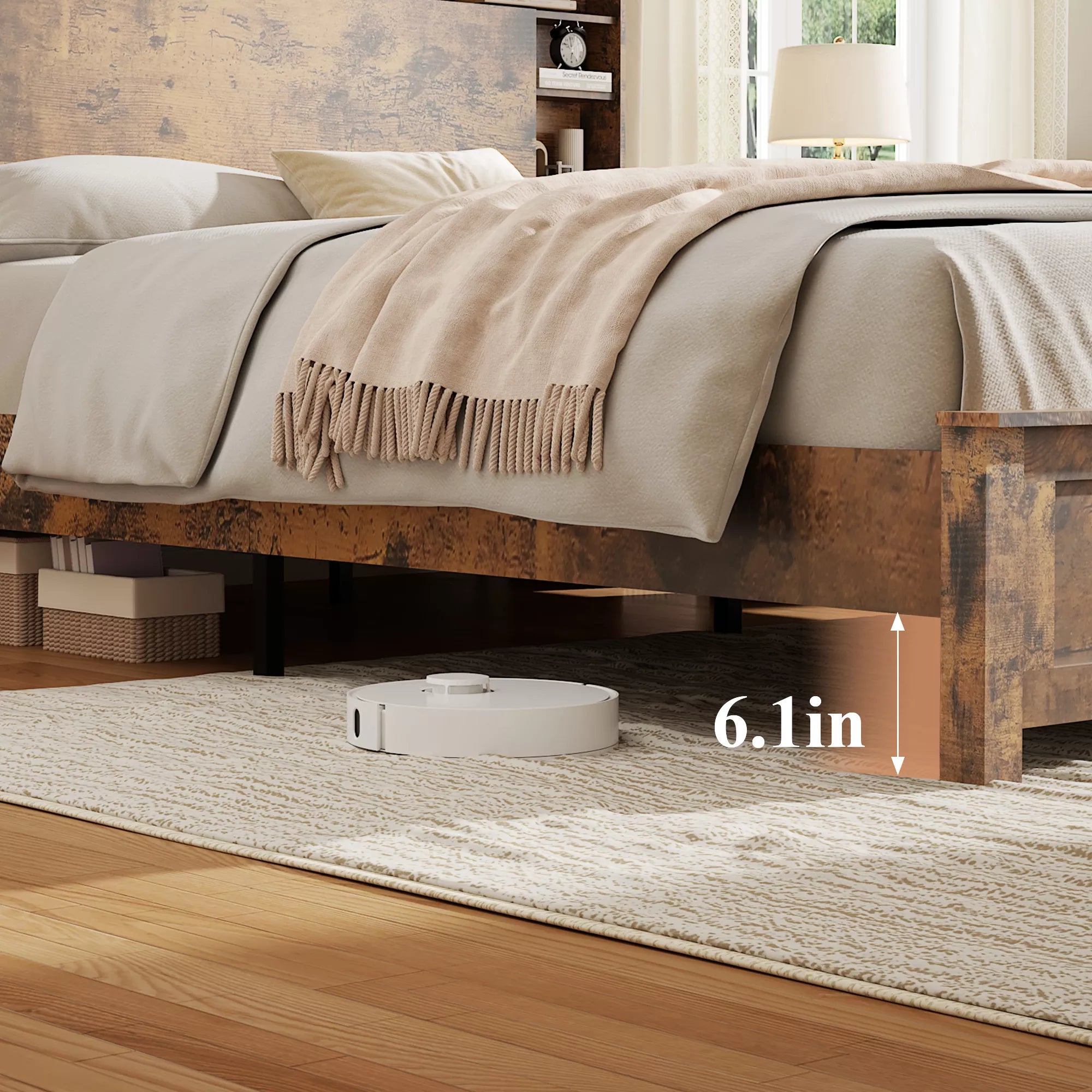 Wood Platform Bed Frame with Under Bed Storage Clearance