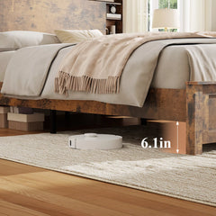 Wood Platform Bed Frame with Under Bed Storage Clearance
