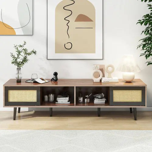 Bellemave® Mid Century Modern TV Stand with Sliding Doors Bellemave®