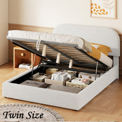 Bellemave® Teddy Fleece Upholstered Platform Bed with Hydraulic Storage System