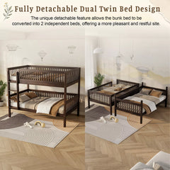 Detachable Twin over Twin bunk bed shown as two separate beds