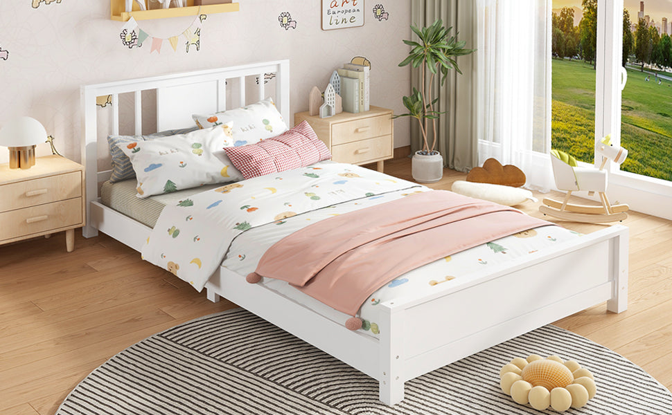 Bellemave® Twin Size Low Profile Platform Bed with Chic Headboard, Wood Bed Frame with Support Slats for Kids Bellemave®