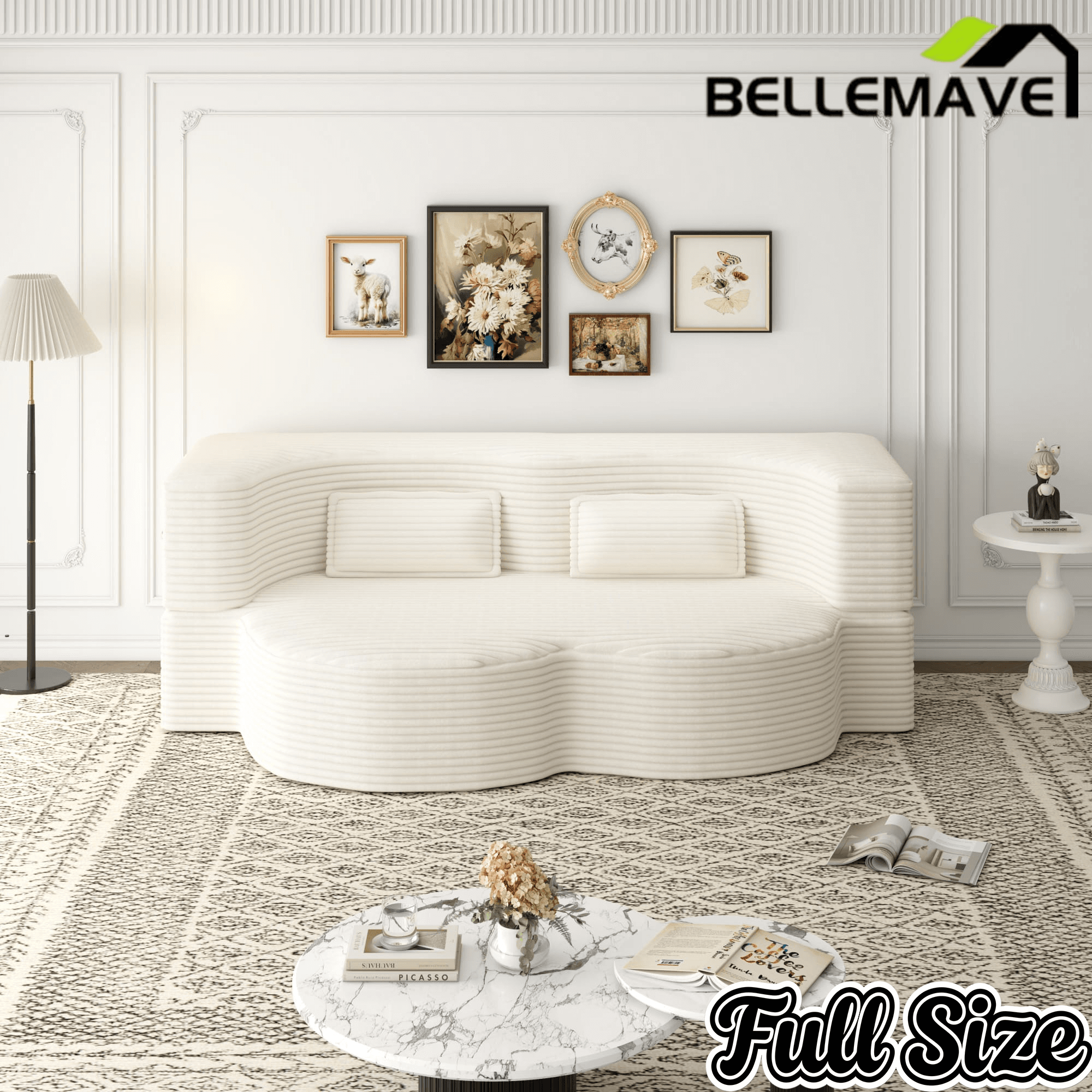 Bellemave® Folding Foam Sofa Bed,15" Full Size Floor Couch,Convertible Sleeper Futon Loveseat Couch for Living Room, Guest Use, Office, Apartmen Bellemave®