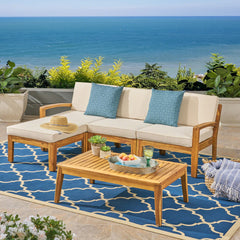 Bellemave® L-Shaped Acacia Wood Outdoor Sectional Sofa