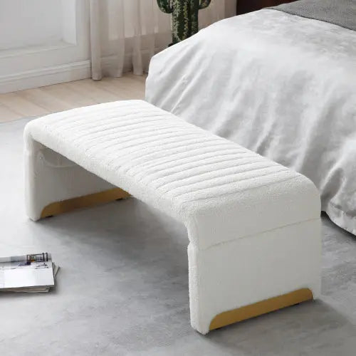 Bellemave® Modern Upholstered Sherpa Fabric Ottoman Bench Bellemave®