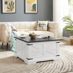Bellemave® Barn design Center Table with Hinged Lift Top and Large Hidden Storage Compartment Bellemave®