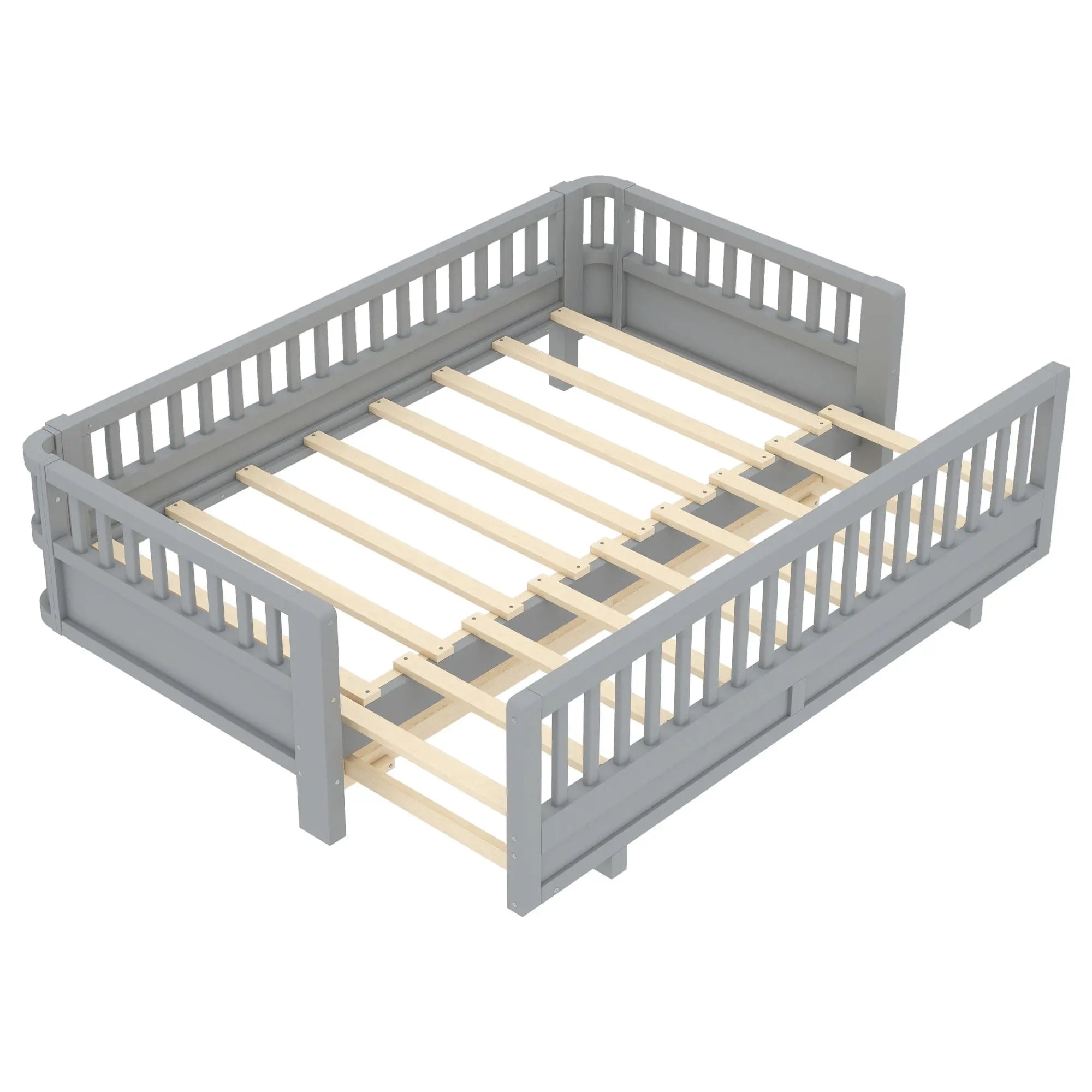 Bellemave® Queen Floor Bed or Twin XL Montessori Floor beds for Kids, Twin XL Can Be Converted into a Queen Platform Bed, Gray Bellemave®