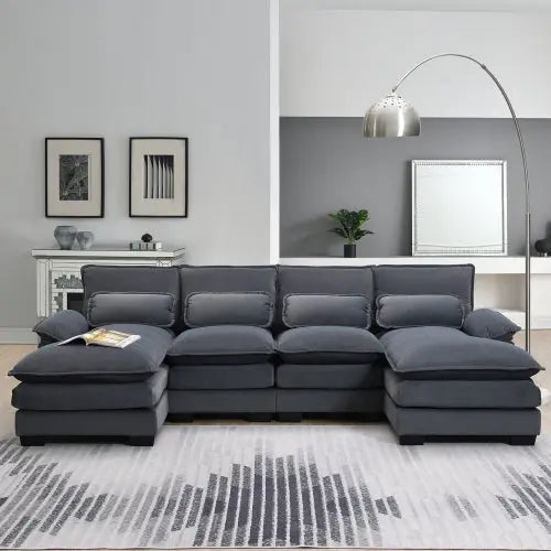 Bellemave 109.8" Modern U-shaped Sectional Sofa with Waist Pillows Bellemave