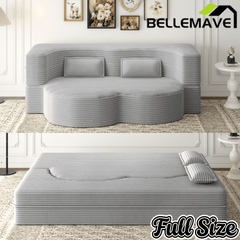 Bellemave® Folding Foam Sofa Bed,15" Full Size Floor Couch,Convertible Sleeper Futon Loveseat Couch for Living Room, Guest Use, Office, Apartmen Bellemave®