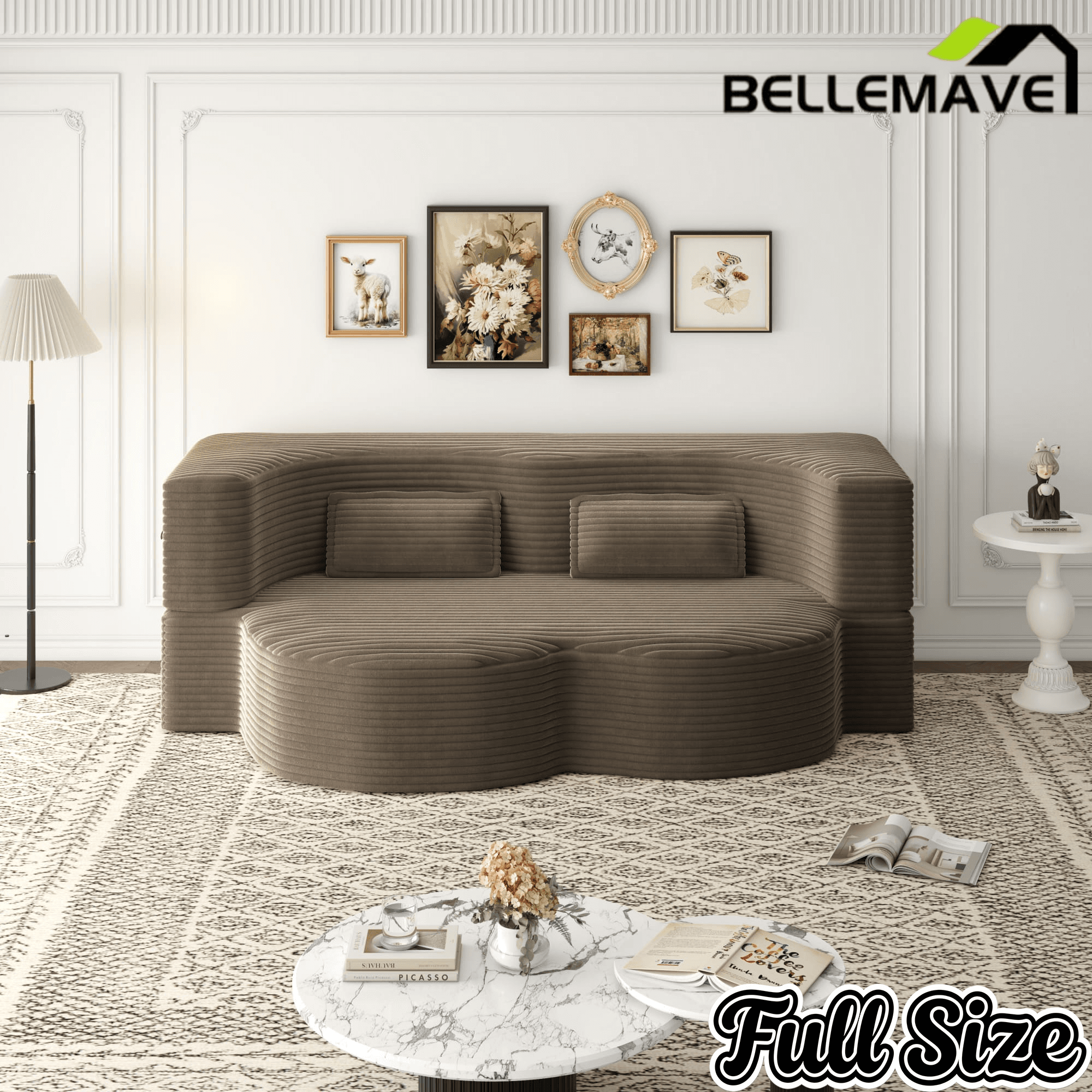 Bellemave® Folding Foam Sofa Bed,15" Full Size Floor Couch,Convertible Sleeper Futon Loveseat Couch for Living Room, Guest Use, Office, Apartmen Bellemave®