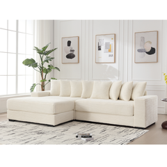 Bellemave® 111" Oversized Two-Piece L Shaped Corduroy Sofa with Armrests and 8 Throw Pillows