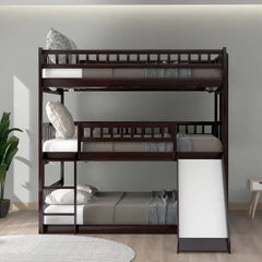 Bellemave® Full over Full & Full Triple Bunk Bed with Built-in Ladder and Slide Bellemave®