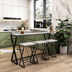 Bellemave® Modern Design Kitchen Dining Table Set with X-Shaped Table and 3 Stools Bellemave®