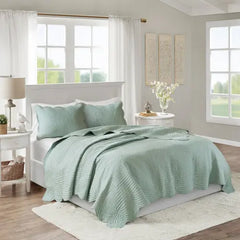 Bellemave 3 Piece Reversible Scalloped Edge Quilt Set Bellemave