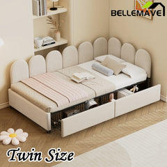 Bellemave® Velvet Upholstered Daybed with 2 Drawers and Soft Fabric Headboard