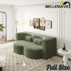 Bellemave® Folding Foam Sofa Bed,15" Full Size Floor Couch,Convertible Sleeper Futon Loveseat Couch for Living Room, Guest Use, Office, Apartmen Bellemave®