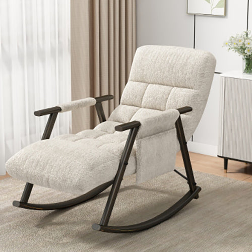 Bellemave® Casual Folding Upholstered Rocking Chair,Adjustable High Back and Foot Rest with Side Pockets Placed