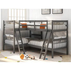 Bellemave® Twin Size L-Shaped Bunk Bed with Ladder