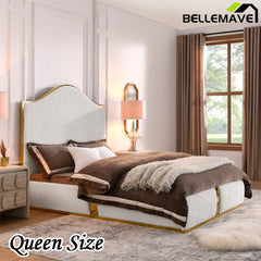 Bellemave® Corduroy Upholstered Bed with 59.5" Tall Headboard ,Metal Decoration