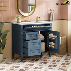 Bellemave® 36 Inch Bathroom Vanity with Sink, Modern Single Sink Bathroom Vanity Cabinet with Storage Drawers and Tip-Out Drawer