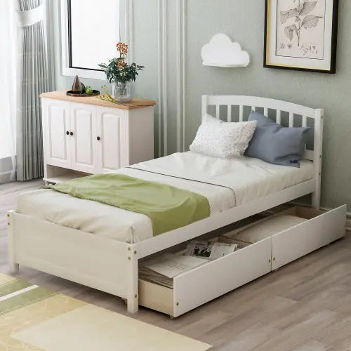 Bellemave Twin Size Platform Storage Bed with Two Drawers and Headboard Bellemave