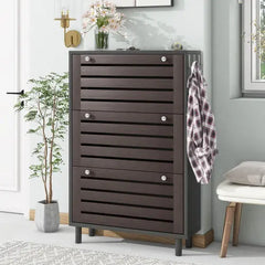 Bellemave® Minimalist Slim Shoe Cabinet with Hanging Hooks,3 Flip Drawers and Adjustable Panel Bellemave®