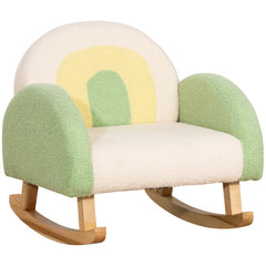 Rocking Toddler Sofa Chair with Solid Wooden Frame - Faux Lamb Fleece Fabric