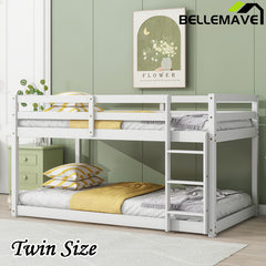 Bellemave® Twin Size Solid Rubber Wooden Loft Bed with Ladder