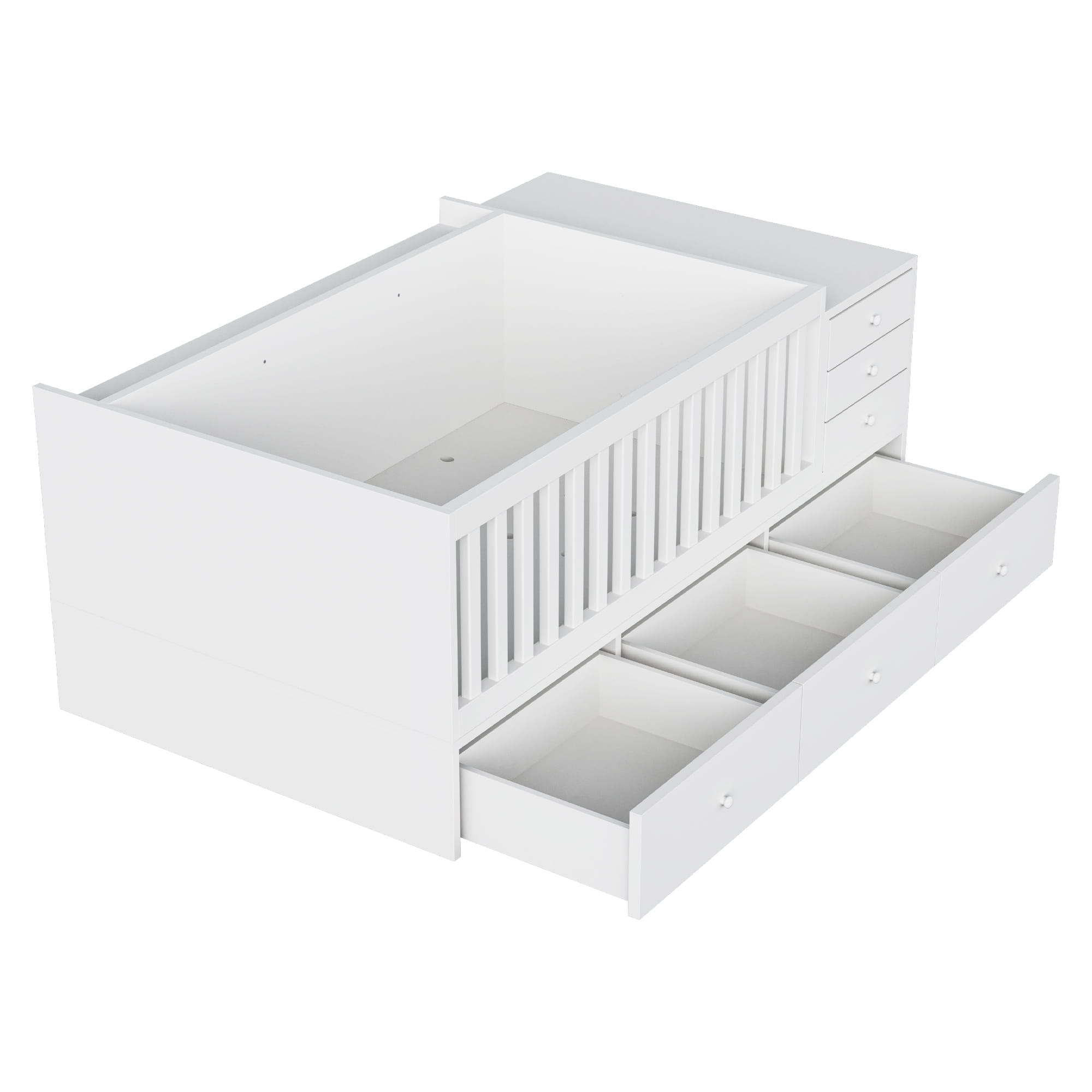 Bellemave® Convertible Crib to Daybed with Drawers,2-in-1 Baby Crib with Solid Wood Guardrails,Changing Table & Storage Drawers,Toddler Bed with Safety Rail Bellemave®