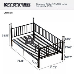 Bellemave® Modern Twin Metal Bunk Bed for Kids and Teens, Durable Steel Frame with Space-Saving Design, No Box Spring Required, Black