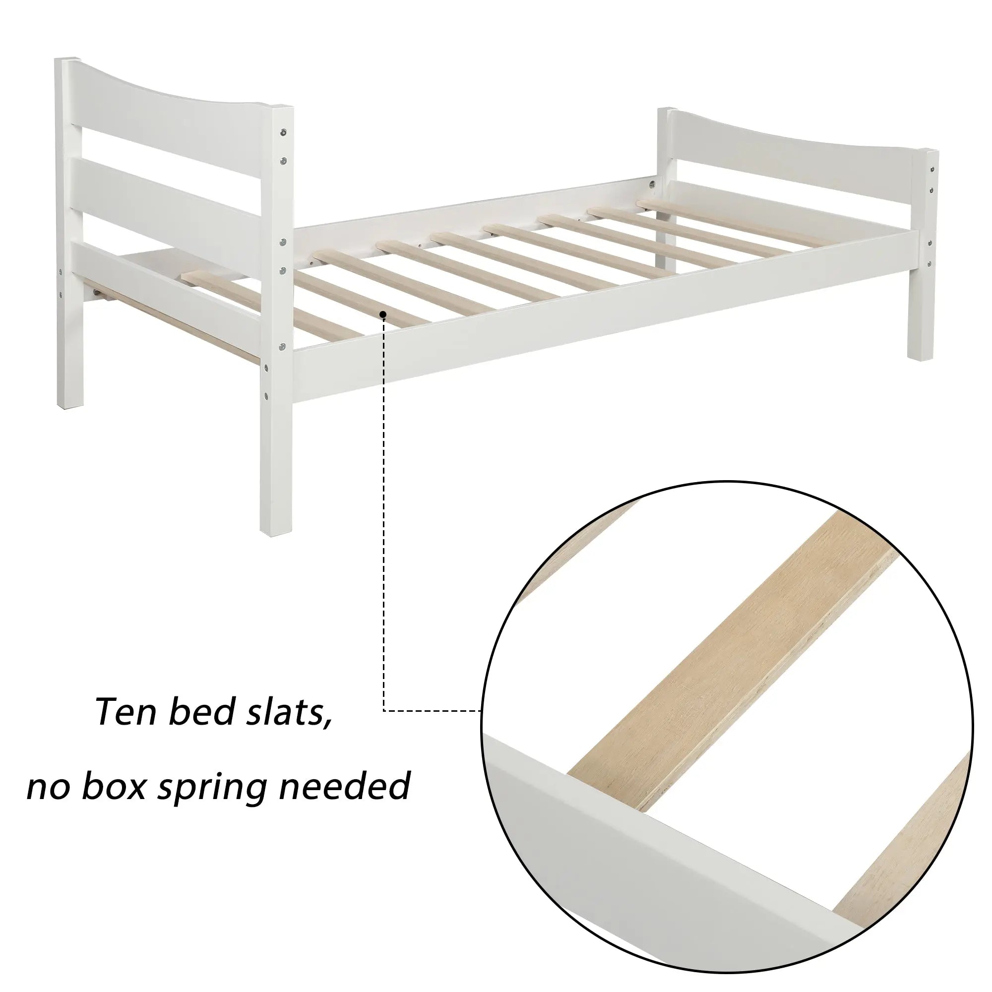 Bellemave® Twin Size Wood Platform Bed with Headboard
