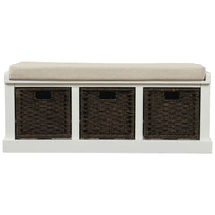 Bellemave® Rustic Storage Bench with 3 Removable Classic Rattan Basket Bellemave®