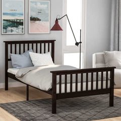 Bellemave Twin Size Wood Platform Bed with Headboard and Footboard