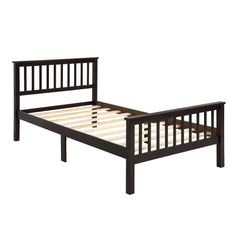 Bellemave Twin Size Wood Platform Bed with Headboard and Footboard Bellemave