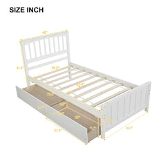 Bellemave® Twin Size Wood Platform Bed with Two Drawers